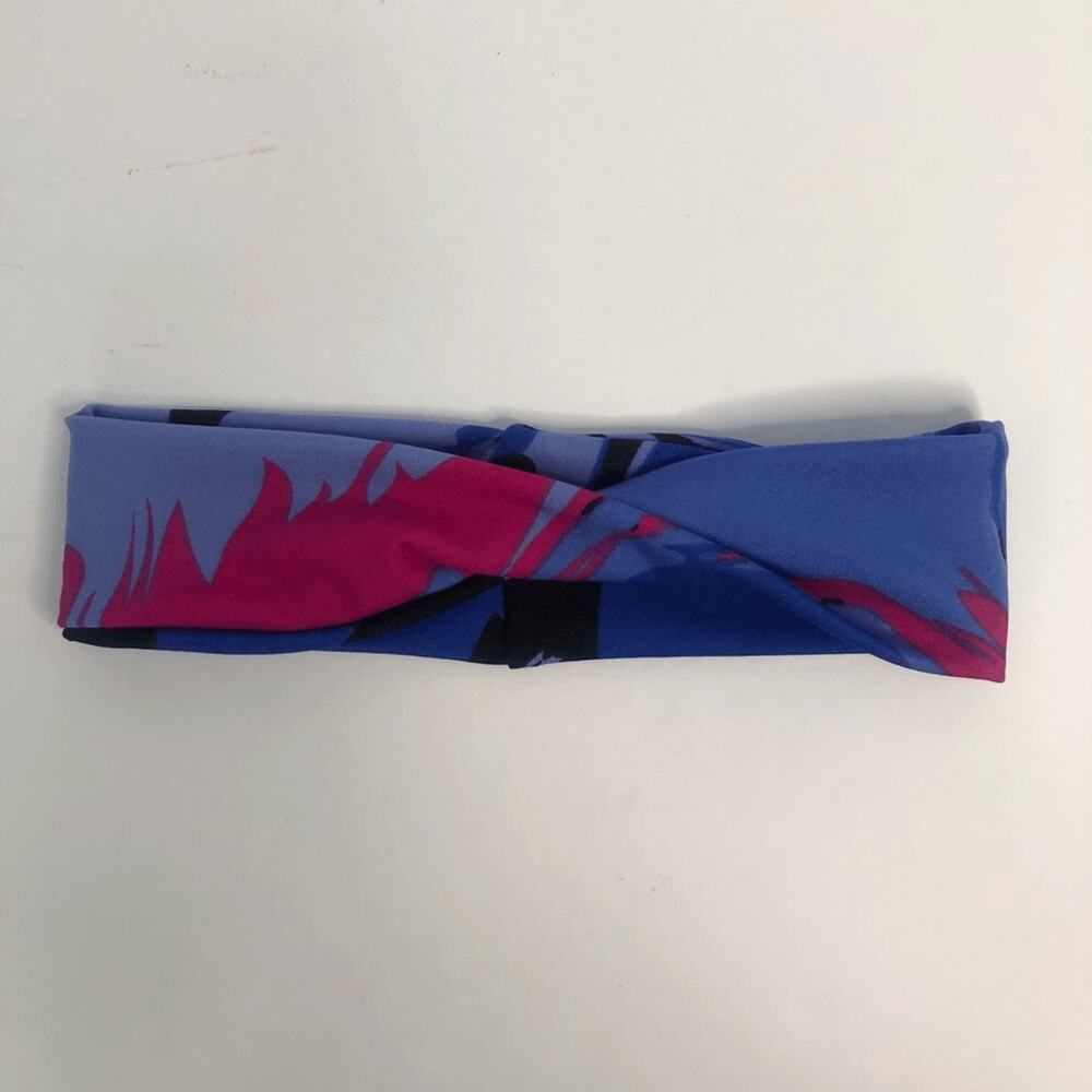 cheekboss stretchy headband twist knot‎ yoga swirl print blue pink